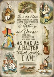 There Is A Place Like No Place Alice In Wonderland Collage Large Metal Sign - Picture 1 of 3