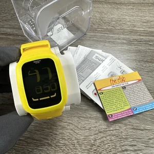 NEW✅ Swatch Touch Yellow SURJ101 Black Dial Green Silicone Unisex Watch - Picture 1 of 9