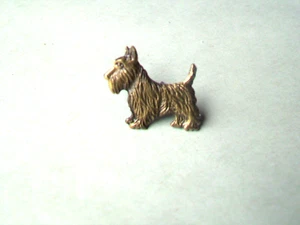 Men's BRASS TIE TAC WITH GOLD PLATED CHAIN - SCOTTY DOG DESIGN- - Picture 1 of 2