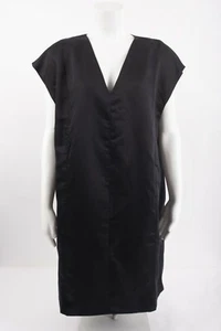 Massimo Dutti Womens Shift Dress M Black Knee Length Short Sleeve 6600/510 NWT - Picture 1 of 7