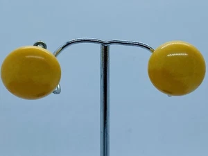 Vintage 1920s Butterscotch Bakelite Sterling Silver Screw Back Earrings - Picture 1 of 3