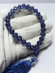Tanzanite Ruby Hydro Gemstone 7 mm Carving Pumpkin 33 Beads Prayer Japa Guru - Picture 1 of 8