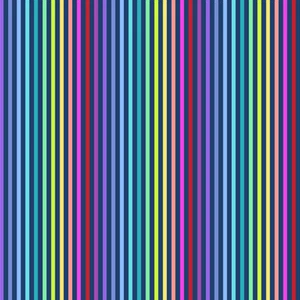 Andover Rainbow Sprinkles Stripes Navy Cotton Fabric by the Yard - Picture 1 of 2