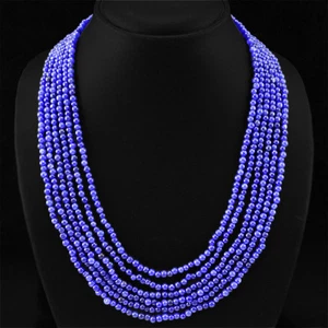 ABSOLUTELY AMAZING 368.80 CTS NATURAL 6 LINE BLUE SAPPHIRE ROUND BEADS NECKLACE - Picture 1 of 3