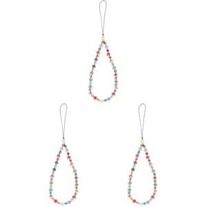 3 PCS Mobile Phone Chain Beaded Lanyard Jewellery Wrist Strap Cell Cute - Zdjęcie 1 z 12