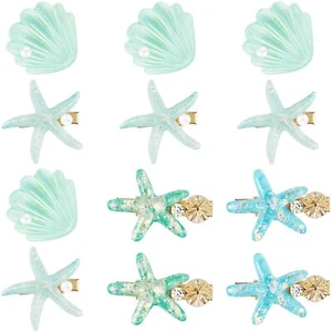 12 Pieces Artificial Shell Pearl Starfish Seashell Hair Clip Set Acrylic Resi... - Picture 1 of 7