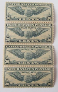 US AIRMAIL SCOTT C-24 BLOCK OF 4 MNH 30cent WINGED GLOBE - Picture 1 of 7