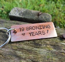 19 YEARS Keyring 19th Anniversary Gift Love Keychain Husband Wife Bronze Wedding