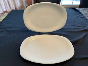 Two IROQUOIS Ben Seibel BRIDAL WHITE pattern Oval Serving Platters - 11-1/2" - Picture 1 of 6