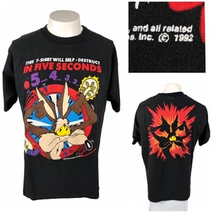 Vintage 1992 Wile E Coyote Looney Tunes Shirt XL Double Sided Single Stitch USA - Picture 1 of 11