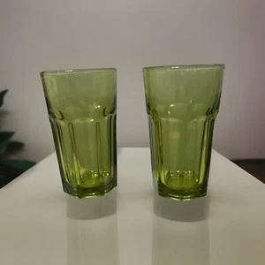 Vintage Libbey Gibraltar Olive Avocado Grün Glas Becher • 2er Set • 4,5 Zoll - Bild 1 von 10