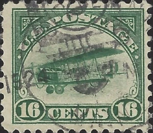 US Scott #C2 Used VF 16 Cents 1918 Curtis Jenny Air Mail Stamp CV 35.00 - Picture 1 of 1