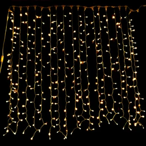 X'mas Waterproof 200LED Window Curtain Light with 2mx2m+10 lead,8 Modes, Memory - Picture 1 of 8