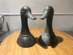 Vintage Brass Goose Head Book Ends - Approximately 7” Tall - Picture 1 of 4