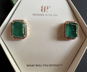 Bomb Party Earrings ER48827 "A Bold Green Affair" May 2025 Emeralds/qtz/Rosegold - Picture 1 of 6