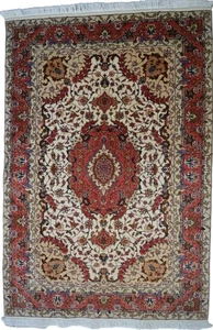 Neu! Tebris 147 x 100cm Täbriz mit Seide Brücke Carpet Tapis Silk Orientteppich - Bild 1 von 6
