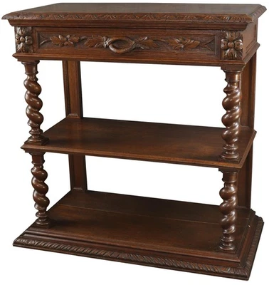 Aparador antigo de carvalho francês servidor com tampo de mármore - Imagem 1 de 4