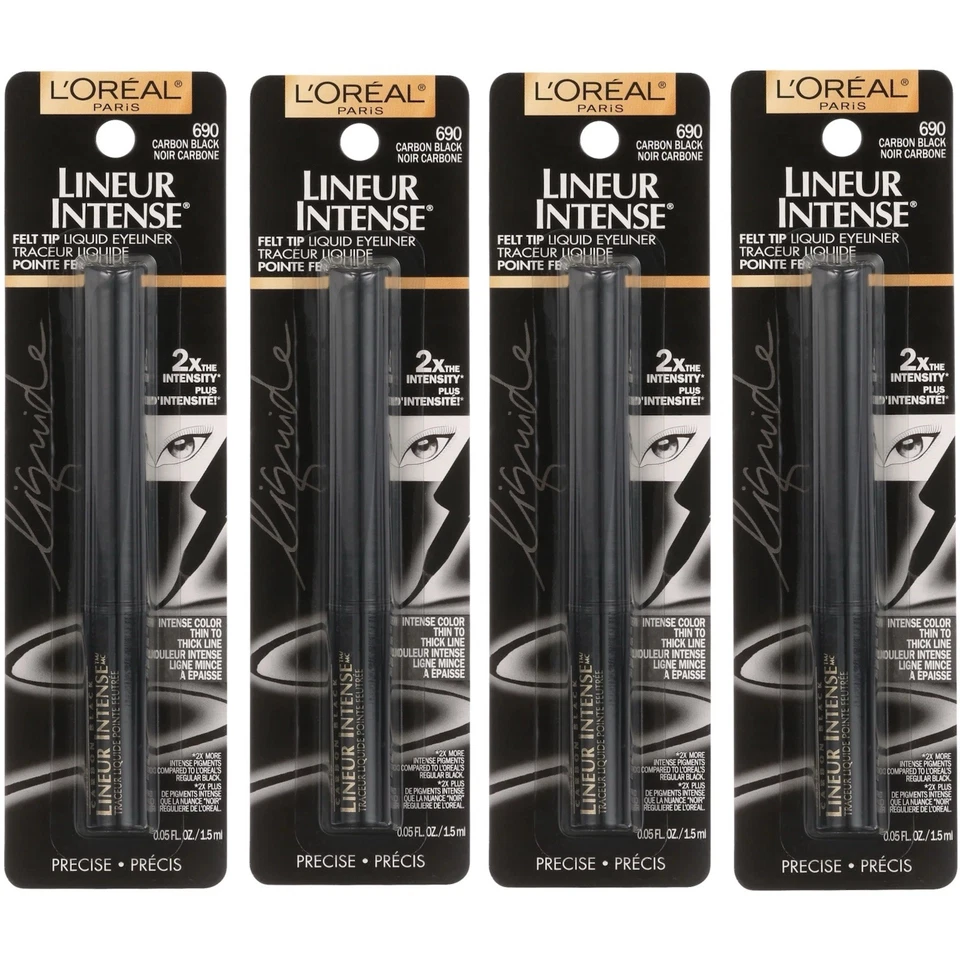 L'OREAL • LINEUR INTENSE, Felt Tip Liquid Eyeliner, 690 CARBON BLACK ( 4 PACKS ) - Image 1 of 1