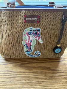 Sakroots Embroidered Seahorse Woven Straw Bag.Excellent Condition. Lightly Used. - Picture 1 of 9