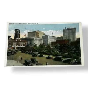 Postcard General View From Depot Providence Rhode Island Old Cars c1924 C449 - Imagen 1 de 2