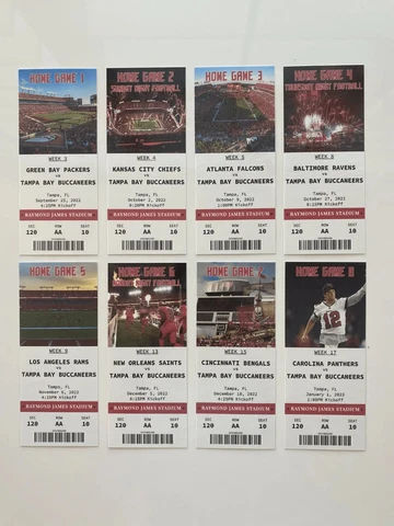 2022 BUCCANEERS Customizable Replica Season Ticket Stubs Any Game Tampa Bay Cover