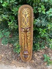 Primitive Tribal Tiki Wood Carving Wall Plaque Tropical Bar Patio Decor 39"x 10"
