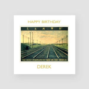 Personalised Handmade Vintage Railway Poster Birthday Card - Him, Dad, London - Picture 1 of 6
