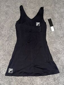 Stunning Fila Black stretchy zip back tennis dress womens UK 12