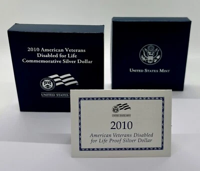 2010-W American Veterans Disabled for Life Proof Silver Dollar 90% Silver - Image 1 of 4