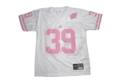 adidas Youth Girls Wisconsin Badgers White #39 Football Jersey NWT M, L, XL - Image 1 of 4
