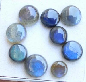 38.10 Ct Natural Blue Labradorite Round Cabochon Loose Gemstone - Picture 1 of 2