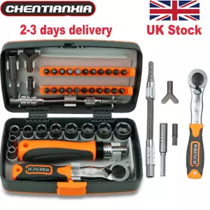 Rachet Screwdriver Bit Set Socket Slotted Phillips Pozi Torx Hex Tool with case - Picture 1 of 11
