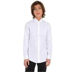 Calvin Klein Boys' Long Sleeve Slim Fit Stretch Button Up Dress Shirt White SZ 7 - Picture 1 of 11