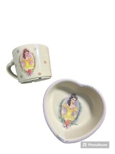 Vintage Disney Belle Beauty and the Beast 1990s heart bowl & Cup