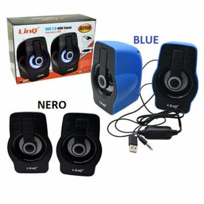Casse Audio Speaker per PC 2.0 COMPUTER USB MUSICA NOTEBOOK ALTOPARLANTI STEREO - Immagine 1 di 2