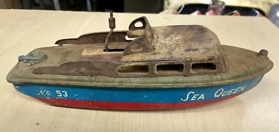 JAPÓN WIND UP Tin Sea Queen Wind Up Tin Boat Toy No.53 Foto 1 de 4