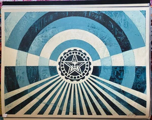 Shepard Fairey Tunnel Vision Art Print Poster Blue Alternate Edition 2018 - Picture 1 of 1