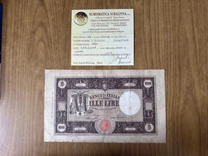 BANCONOTA LIRE 1000 GRANDE M DECRETO 29 6 1926 RARISSIMA certificata MB+ AA - Foto 1 di 4