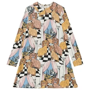 G09-Mini Rodini, 4/5Y, l/s bamboo dress (4 Years, Dashing Dogs) - Picture 1 of 3