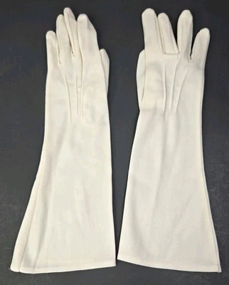 Guantes de algodón vintage blancos de brazo medio de 13 pulgadas de largo cosidos durante el día  Foto 1 de 4