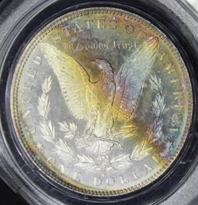 1880 S MS63 PL Morgan Silver Dollar Rainbow Color Toned Coin OGH PCGS Rattler - Picture 1 of 12