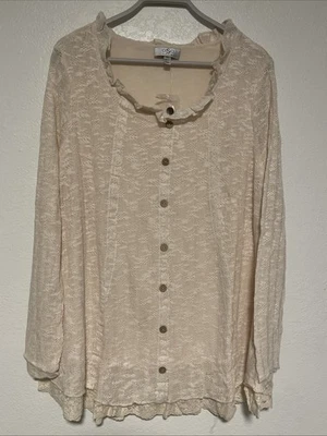 OSO Informal Mujer Pullover Marfil Suéter Tejido Encaje Talla 1X NUEVO Foto 1 de 4