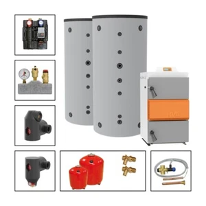 Solarbayer Holzvergaserset HVS E 40-2C Variante C mit 2xSLS-1500S Pufferspeicher - Bild 1 von 17