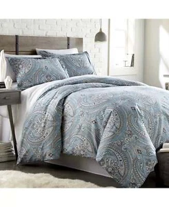 Southshore Fine Linens Melody 3-Piece Aqua Paisley Comforter Set Full - Picture 1 of 3
