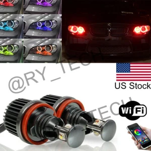 2Pcs H8 RGB Angel Eyes Halo Ring LED Bulbs For BMW E90 E92 E60 328i 335i X5 X6 - Picture 1 of 11