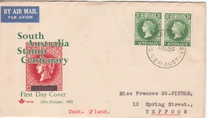 Australia 1955 Qld. Centenario Filatélico Cubierta Par Sellos. Royal Castlereach NSW - Imagen 1 de 2