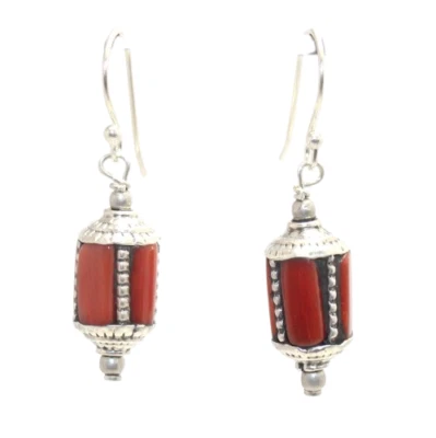 Висячие серьги-подвески из стерлингового серебра 925 пробы натуральные ручной работы традиционные F555 - Изображение 1 из 4