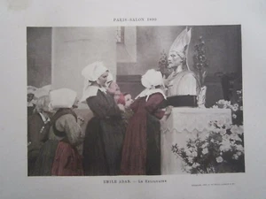 Gravure 19° Emile Adan : Le reliquaire (pardon église Bretagne) - Imagen 1 de 1