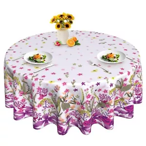 Round Tablecloth 60 Inch Spring Flower Floral Table Cloth for Rustic Farmhous... - Picture 1 of 7
