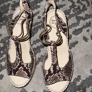 Toni Pons. origens Snake Elastic Espadrille Wedge Sandals Size 37 6.5 or 7 - Picture 1 of 6